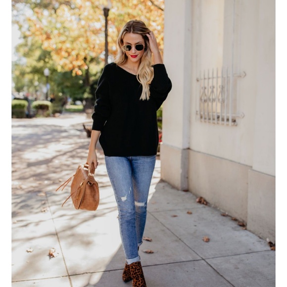 LENORA Twist Back Sweater in Classic Black - Picture 7 of 8